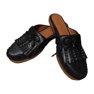 Coach Black and Brown Loafer Slip On Mules Size 9